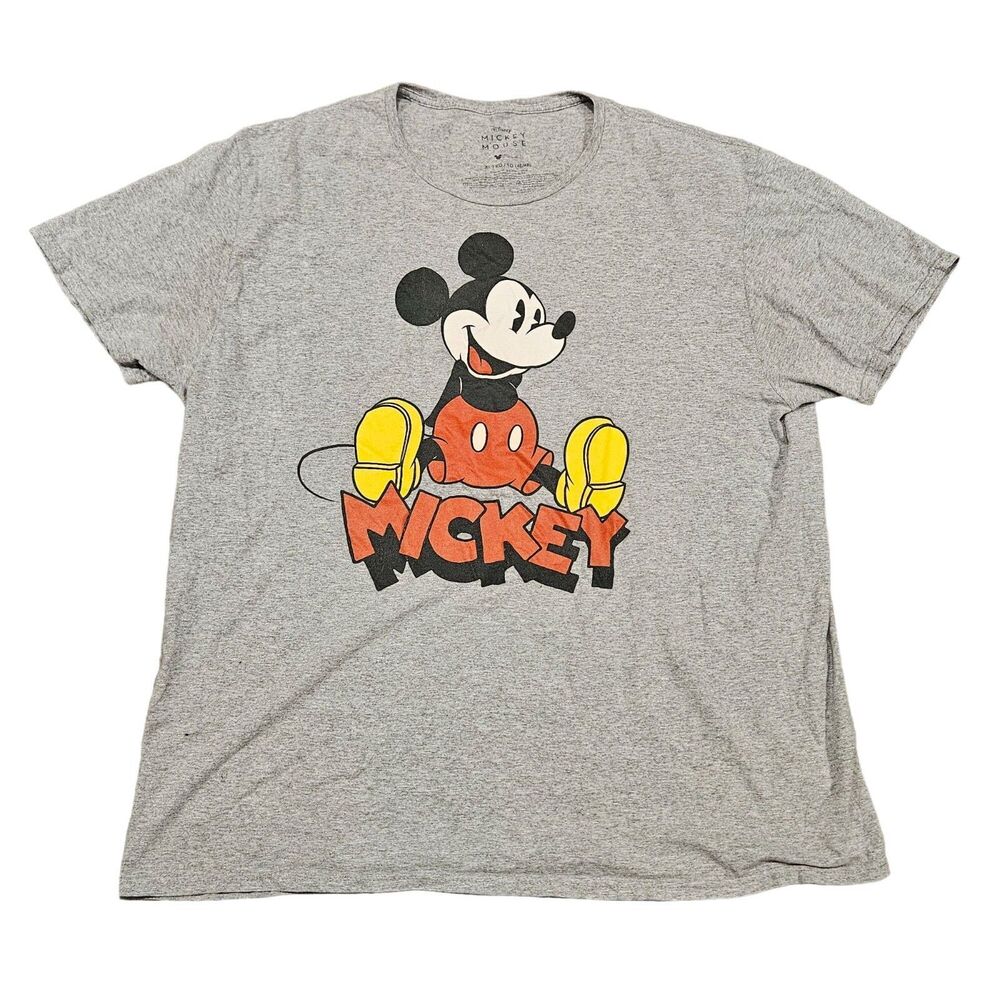 Disney Mickey Mouse Gray Short Sleeve Graphic T-Shirt Size XL